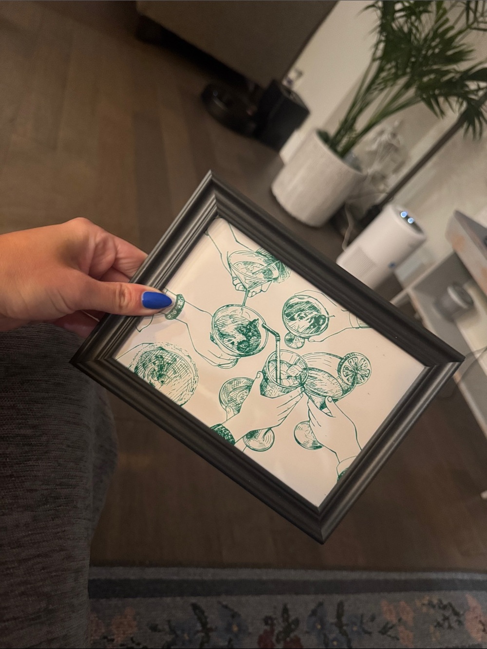 Framed Green Drink “Cheers” Line Art Print - Home Art